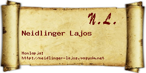 Neidlinger Lajos névjegykártya